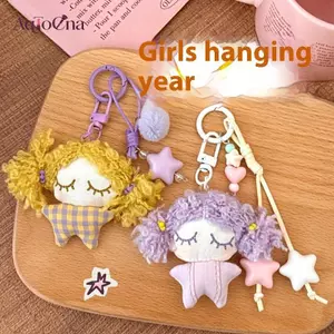 AqToCna Hoạt Hình Bé Gái Búp Bê Sang Trọng Mặt Dây Chuyền Búp Bê Kawaii Móc Khóa Quyến Rũ Điện Thoại Dây Bapa Mặt Dây Chuyền Móc Khóa Phụ Kiện Quà Tặng AqToCna