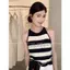 Thái Lan Đẹp Nhỏ Camisole Hình Chữ I Áo Vest Nữ Mùa Hè Mặc Ngoài Không Tay Sọc Băng Lụa Đan Tắt @ -