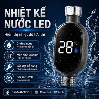 Nhiệt kế nước LED Phòng tắm vòi hoa sen bằng thép không gỉ chống nước Màn hình hiển thị nhiệt độ cho bé