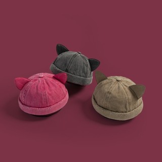 Mũ trùm đầu tai mèo NOOKSTORY, Mũ không vành cũ giặt thoáng khí, Mũ beanie màu trơn Unisex có thể điều chỉnh dễ thương Mũ beanie nam giới