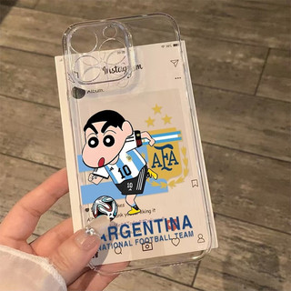 Bóng đá Shin-Chan Thích hợp cho iPhone 17 ProMax Ốp lưng trong suốt hoạt hình XS 15 Pro Max 11 Pro Max 12 14 Pro 7plus 13 Pro 16 Pro Max 17 Pro Vỏ mềm siêu mỏng chống sốc