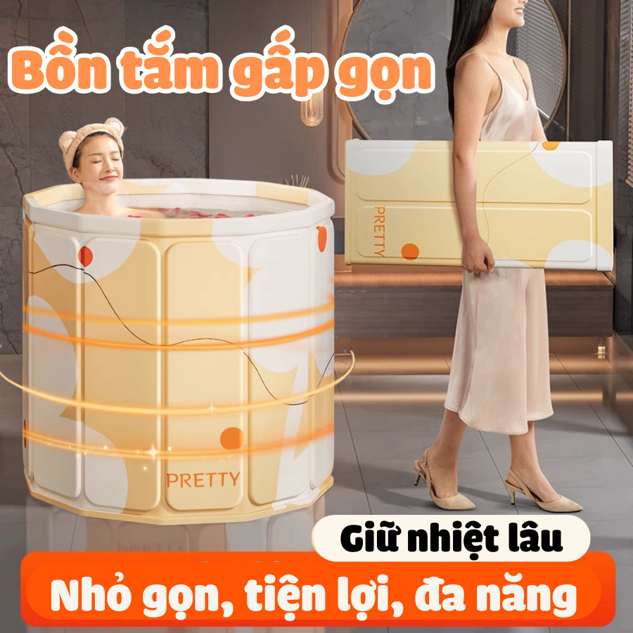 Bồn Tắm Gấp Gọn HomeMate Cho Người Lớn & Bé, Bể Bơi Mini Giữ Nhiệt 7 Lớp 150L Cao Cấp
