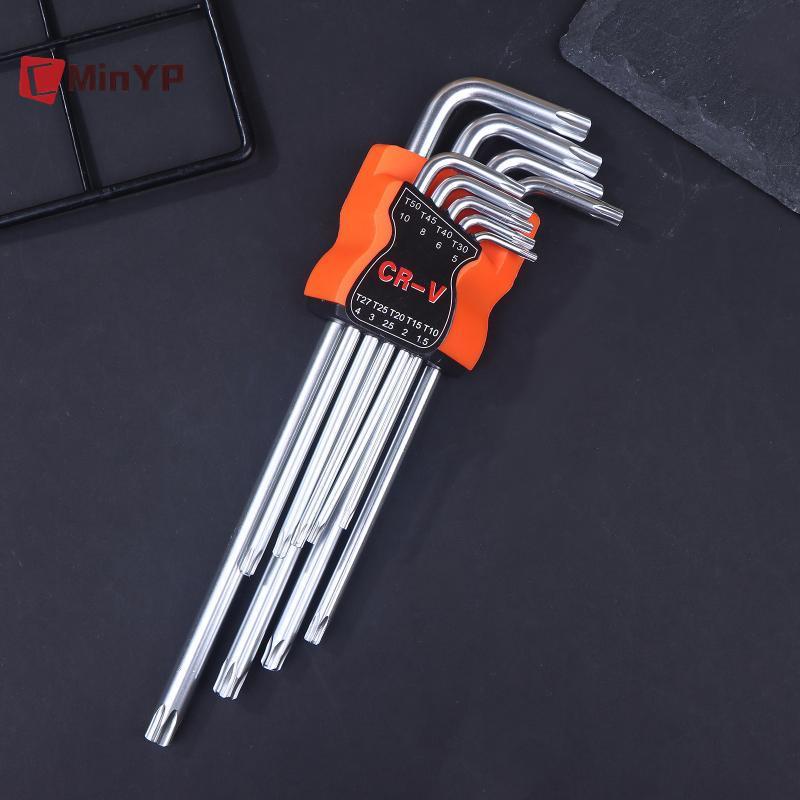 CMinYP 9 Cái Torx Star Cờ Lê Bộ Allen Phím Lục Giác Cờ Lê Đầu Kép Loại L Tuốc Vít Ngôi Sao Dụng Cụ Sửa Chữa Tay Cho DIY Sửa Chữa Nhà Vinh Quang