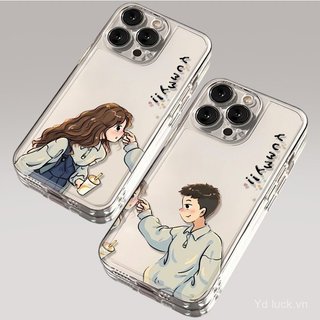Ốp Điện Thoại Trong Suốt Nam Nữ Vui Nhộn Cặp Đôi Thích Hợp Cho iPhone 17promax / 13pro / 16pro / 12 / 11pro / xs / 14plus Vỏ Chống Sốc