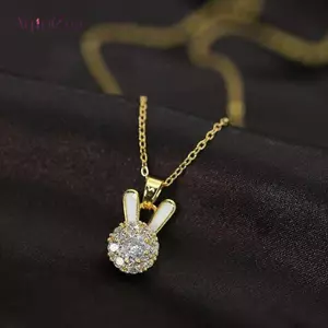 AqToCna Dễ Thương Zircon Pha Lê Xoay Thỏ Mặt Dây Chuyền Nelace Cho Nữ Thời Trang Hàn Quốc Xương Đòn Dây Chuyền Trang Sức Phụ Kiện Cưới AqToCna