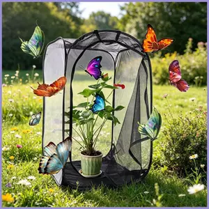 Lồng lưới môi trường sống bướm 40x40x60cm Lều ươm cây có thể gập lại có dây kéo Lưới mờ bướm mueadsyvn