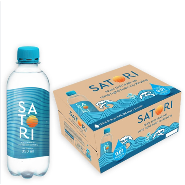 [CHÍNH HÃNG]  Thùng 24 Chai Nước Tinh Khiết Satori  350ml (0.35L) - Công Nghệ Hoàn Lưu Khoáng Nhật Bản