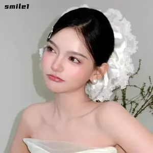 Phụ kiện tóc cô dâu SMILE, Dây buộc tóc co giãn phong cách công chúa cực lớn, Băng đô buộc dây buộc ren đẹp tuyệt đẹp cho áo choàng cô dâu