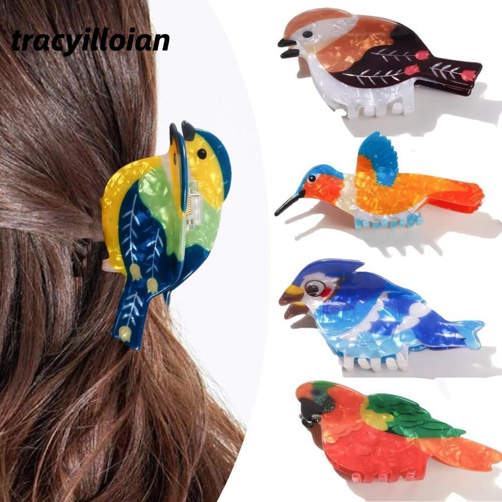 Kẹp tóc chim ruồi TRACELIOIAN, thiết kế hoạt hình nhiều màu, phong cách Hàn Quốc, chất liệu acetate, phụ kiện tóc nữ