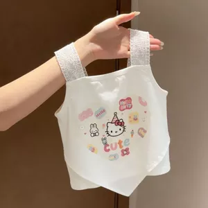 Mùa Hè Phong Cách Mới Bé Gái Áo Vest Giả Hai Mảnh Hoạt Hình Dễ Thương Top 80-130 Size MOU6