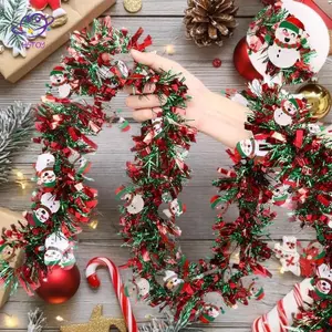 HFTOY 2M Ruy băng thiếc Giáng sinh Trang trí tiệc trong nhà Cây thông Noel DIY Trang trí quán Bar tại nhà Ruy băng ông già Noel Trang trí vòng hoa Đồ trang trí ~