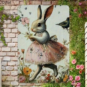 CIFbuy Vintage Ren Thỏ Kim Loại Tín Hiệu Mộc Mạc Treo Tường Nghệ Thuật Trang Trí Cho Phòng Ngủ Cafe 8x12 Inch Flat