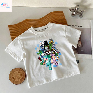 Áo Thun Bé Trai Minecraft Game, Áo Ngắn Tay Cotton Mềm Thoáng, Thời Trang Pixel, Cho Bé 3-12 Tuổi