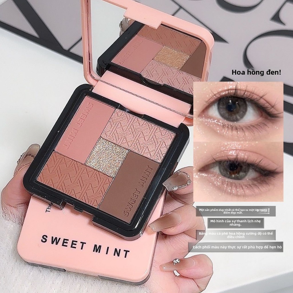 SWEET MINT | Đĩa phấn mắt 5 màu | Độ bão hòa thấp, làm sáng, sửa đổi màu đất | Đĩa phấn mắt phù hợp cho người mới sử dụng