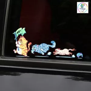 Miếng dán xe Sticker chống nước hình mèo vui nhộn dán trang trí ô tô xe máy, cửa kính, bàn tủ tường đẹp