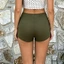 MAPLEPOET-Quần short Mini xếp nếp dành cho nữ Vòng kim loại cổ thấp phía trước Slim Fit Quần short Skinny cho thường ngày
