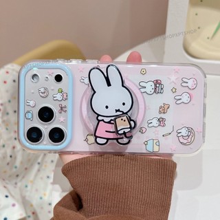 Trà sữa xoay từ tính Giá đỡ thỏ Vỏ điện thoại Acrylic cho iPhone 17 Pro Max 16 15 14 Vỏ bảo vệ chống sốc