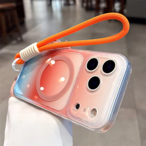 Ốp điện thoại từ tính dây rút gradient màu cho iPhone 17 Pro Max 14 15 16 pro max Bảo vệ ống kính chống rơi Vỏ cứng bảo vệ điện thoại