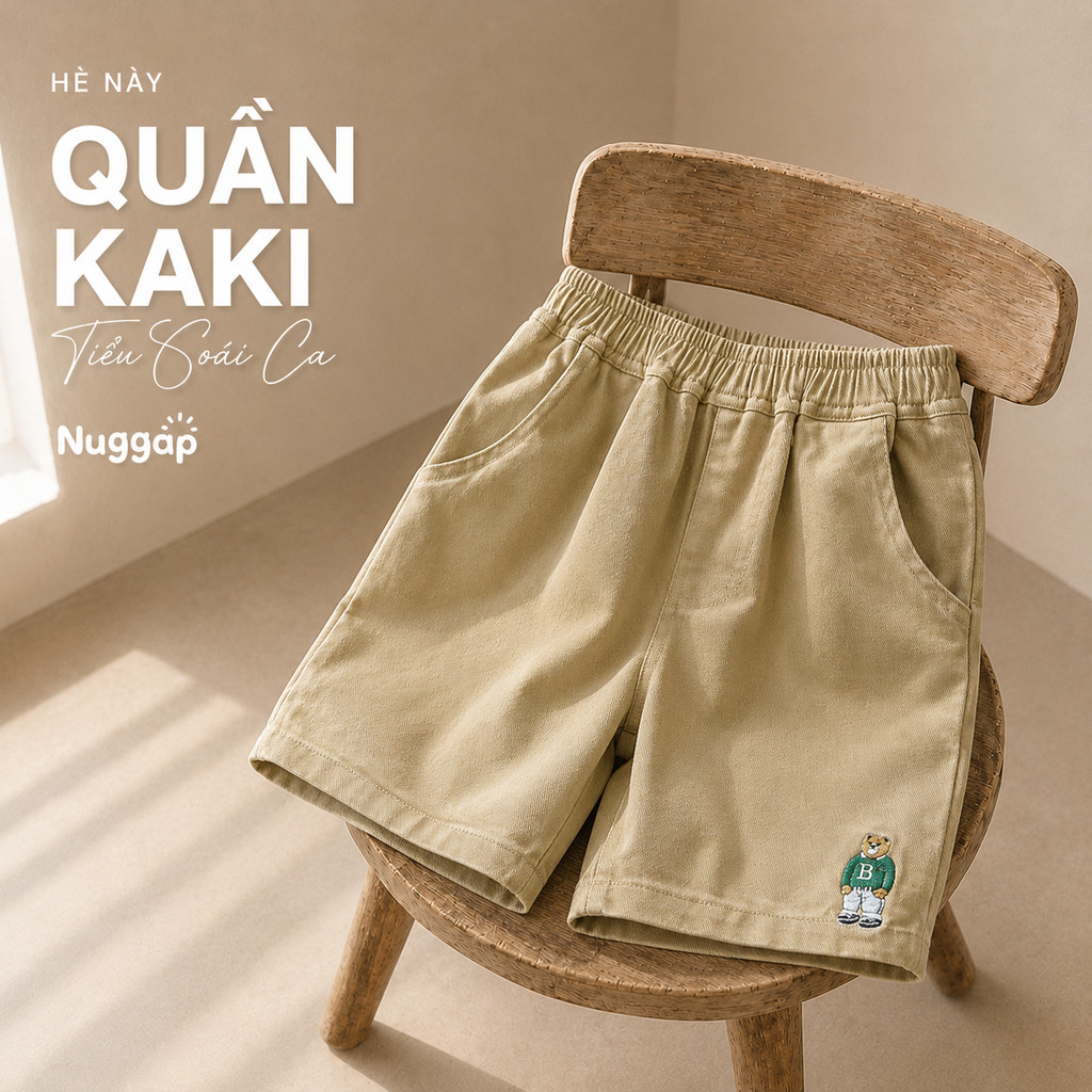 Quần Short Bé Trai Quần Kaki Bé Trai Lưng Thun Vải Kaki Mềm Mịn BRO Still Man
