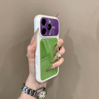 Ốp Điện Thoại Di Động Cửa Sổ Lớn Màu Sắc Tương Phản Sang Trọng Cho iPhone17 Pro Max 16 15 14 13 Pro Max Bảo Vệ Camera Chống Sốc Ốp Lưng Cứng Chống Rơi