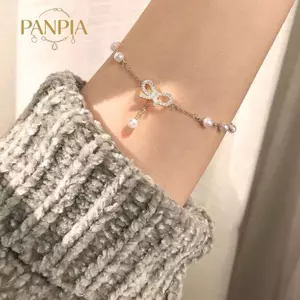 PNPIA- Thời Trang Tính Khí Pha Lê Nơ Pendent Charm Vòng Tay Lắc Tay Cho Nữ Hợp Thời Trang Trang Trang Sức Quà Tặng Đảng