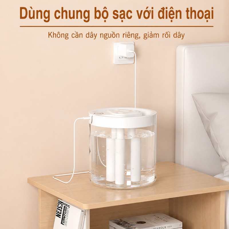 Máy Tạo Ẩm 1.5L – Phun 3 Cửa, Đèn 7 Màu, Vận Hành Yên Tĩnh – Cho Phòng Ngủ & Gia Đình, Không Khí Dễ Chịu