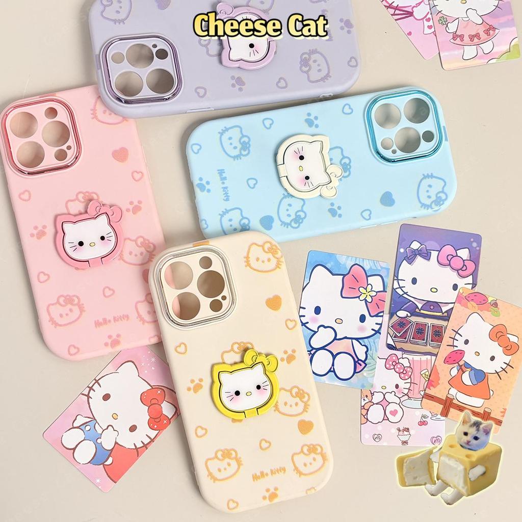 Ốp điện thoại Kitty kim loại có thể gập lại màu kẹo cho iPhone 12 11 15 14 13 16 17 Pro Max Xs Max XR 7 8