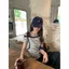 Áo thun ngắn tay đeo vai sọc dành cho nữ Mùa hè Phong cách Hàn Quốc 2026 Phong cách mới Lười Slim-Fit Slimmer Look Strapless Small Top Hợp thời trang