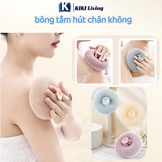 Bông Tắm Hút Chân Không Nhật Bản, Xốp Tắm Nhiều Bọt Kèm Đế Hút Gắn Tường Tiện Lợi