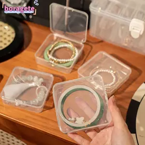 BORAGETE 1 Hộp Bảo Quản Trang Sức, Hộp Đựng Đồ Để Bàn Flip Cover Vòng Tay, Đồ Dùng Gia Đình Nhựa Trong Suốt Chống Bụi