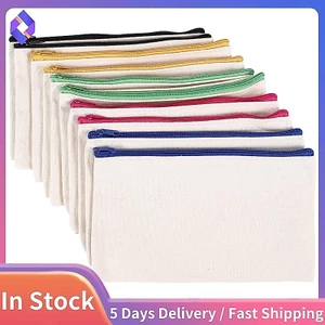 10 Chiếc Vải Trang Điểm Túi Vải Dây Kéo Túi Đựng Bút Chì DIY Thủ Công Túi Du Lịch DIY Thủ Công Trường Học Nhiều Màu Sắc Dây Kéo