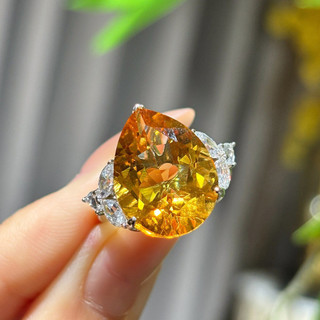 Châu Âu Mỹ ins Phong Cách Mới 15 Carat Vàng Hình Giọt Zircon Mở Nhẫn Nữ