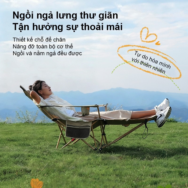Ghế Xếp Ngoài Trời Thoáng Khí, Ghế Tựa Cắm Trại Chịu Tải 200KG, Lưới Mềm, Gấp Gọn Di Động Đa Năng