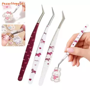 Nhíp lông mi giả FAVORITEGOODS, Nhíp dán cong có độ chính xác cao hoạt hình, Máy uốn mi chống tĩnh điện bằng thép không gỉ đa chức năng Nhãn dán cảnh thu nhỏ