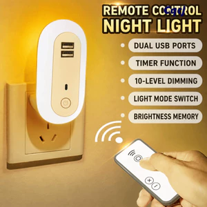 Đèn ngủ LED CQCJ, Đèn ngủ có thể điều chỉnh độ sáng Plug-in, Di động có điều khiển từ xa Đèn ngủ treo tường tiết kiệm năng lượng