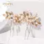 PNPIA- Kẹp Tóc Lá Hoa Cổ Điển Ngọc Trai Pha Lê Hình Chữ U Kẹp Tóc Phong Cách Cổ Đại Hanfu Phụ Kiện Đám Cưới Hiệu Suất Kẹp Tóc Nhỏ Mũ Cô Dâu