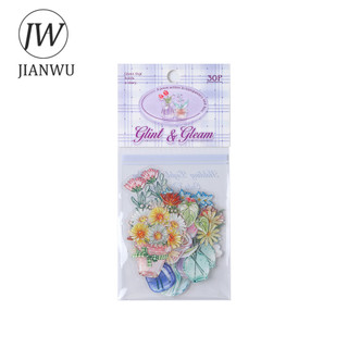 JIANWU Vintage Thủy Tinh Trái Cây Hoa Bánh Phong Cảnh Chất Liệu Cắt Kéo Thêu Sò PET Miếng Dán Sáng Tạo DIY Tạp Chí Văn Phòng Phẩm