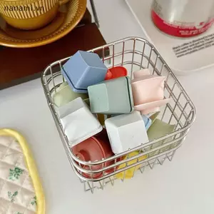 Giỏ thoát nước bằng không gỉ 304 Giỏ đựng đồ nhà bếp gia đình Giỏ đựng rau quả vuông Giỏ đựng mỹ phẩm [VN]