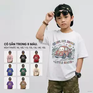 Áo thun trẻ em in hình học sinh tiểu học, mềm mại, bé trai Size 90-150