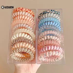 KUZHEN 5 Chiếc Nhiều Màu Sắc Dây Điện Thoại Tóc Bé Gái Traceless Lò Xo Co Giãn Băng Đô Quấn Tóc Cho Nữ Mũ Đội Đầu Dây Buộc Tóc Dây Cao Su HOT