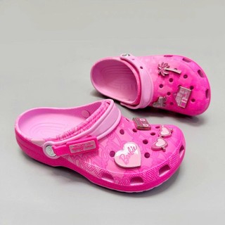 Dép sục nhựa đúc màu hồng cho nữ dễ thương, sục barbie tặng kèm sticker trang trí