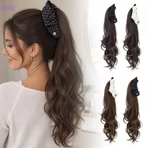 SAIA Tóc Giả Đuôi Ngựa, Sóng Sâu Sóng Sóng Mạnh Uốn Chuối Tóc Giả, Thêm Độ Dày Chấm Bi Xoăn Đuôi Ngựa Tổng Hợp Tóc Giả Sử Dụng Hàng Ngày