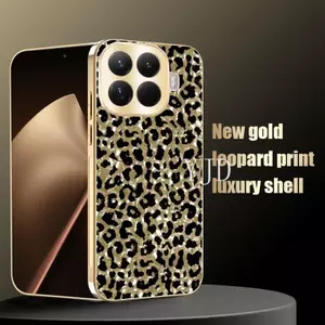 Ốp Lưng Cho Xiaomi 17T Pro Leopard Print PC Backboard Mạ Điện Khung TPU Chống Rơi Vỏ Điện Thoại