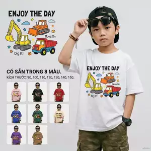 Áo thun bé trai in hình hoạt hình, thấm hút mồ hôi, mềm mịn, size 90-150, cho bé từ 2-12 tuổi