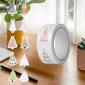 HFTOY 500 Cái / Cuộn Cây Giáng Sinh Đẹp Trang Trí Stiers Quà Tặng Giáng Sinh Gói Nhãn Stier Phần Thưởng Stiers Sổ Lưu Niệm Trạm ~