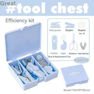 TUYỆT VỜI 8 Cái / hộp Bộ Văn Phòng Phẩm Sinh Viên, Bộ Hiệu Quả Văn Phòng Mini Đa Năng, Sổ Lưu Niệm Dụng Cụ Đánh Dấu Bút Bấm Băng Bấm Kim Bộ Máy Bấm Kim