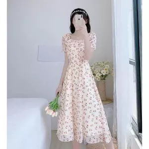 Váy hoa chuông kiểu Pháp phong cách mới Tính khí mùa hè Váy dài dáng ôm tươi hơn