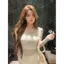 Áo thun dài tay phối ren kim cương công nghiệp nặng dành cho nữ Mùa hè Phong cách mới Hot Girl All-Match Slim @ -