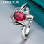 URMYLADY Hoa Bạc 925 Ruby 7-10 # Nhẫn Nữ Cưới Đính Hôn Thời Trang Quyến Rũ Trang Sức