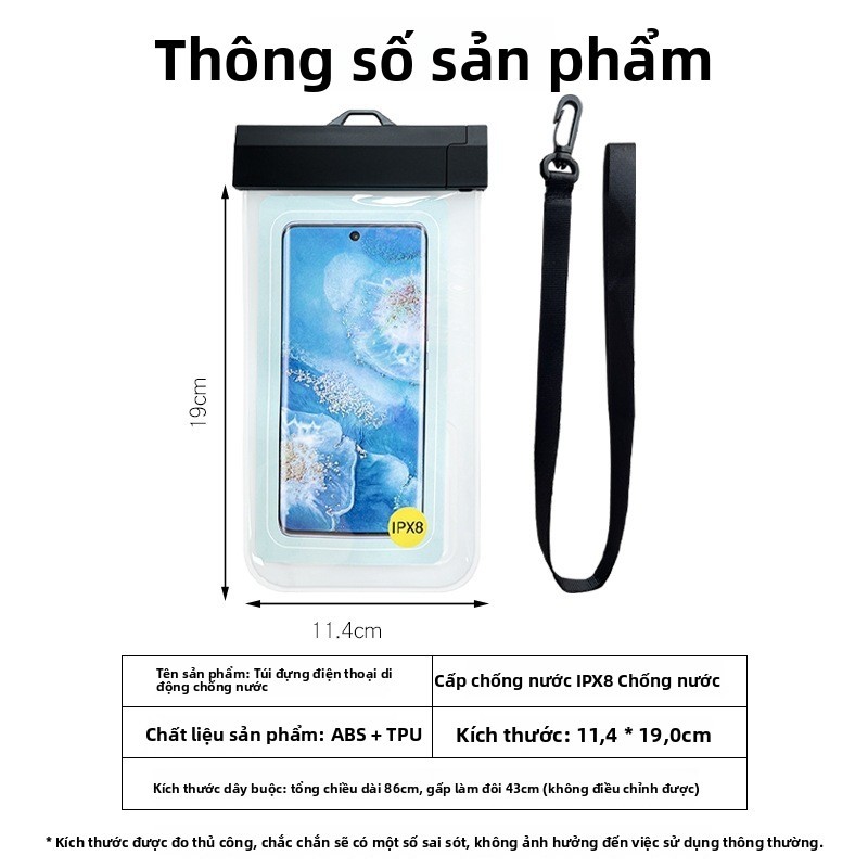 Túi chống nước điện thoại di động có thể chạm vào màn hình bơi lội đặc biệt trôi với ống thở bên bờ biển túi chống thấm nước treo cổ thâm nhập cao Vỏ điện thoại di động chống thấm nước
